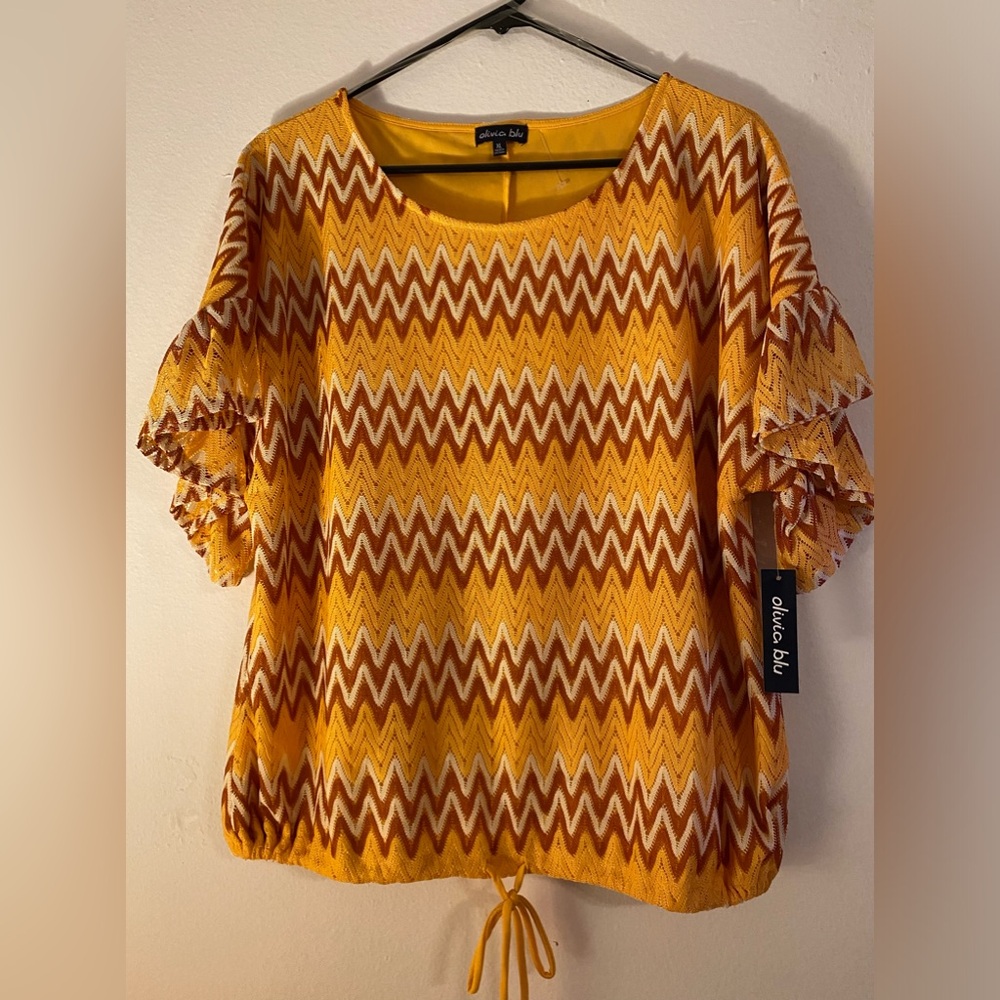 Ladies Drawstring Zig Zag Design Top
